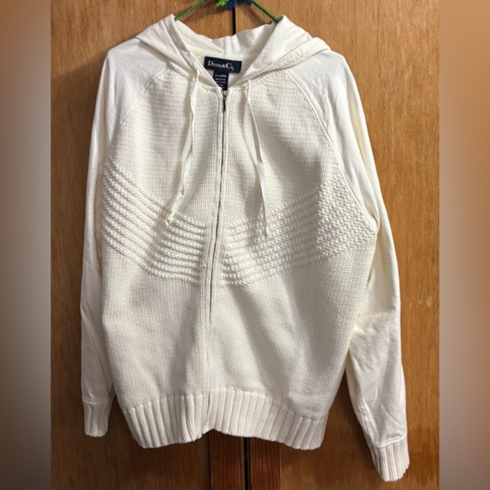 Denim&Co Cream Hooded Sweater